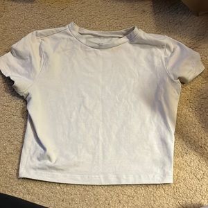 White cropped tshirt w/ small pink stain